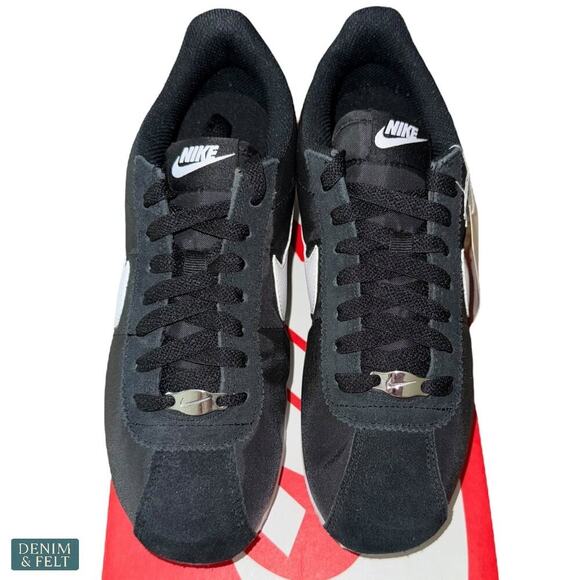 Nike Cortez Textile Black White Sneakers Women’s 7.5 Running Heritage Shoe NEW - Picture 7 of 14
